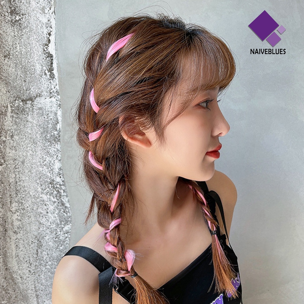 &lt; Naiveblues &gt; Highlight Hair Piece Lurus Dengan Klip Mudah Di Jiplak-less Multicolor Makeup Serat Buatan