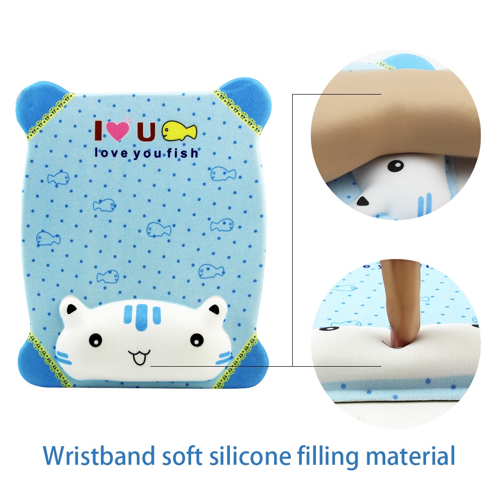 Lucu Kartun Silikon Gelang Mouse Pad Lembut Memory Foam Comfort Wrist Rest Support Mouse Mat