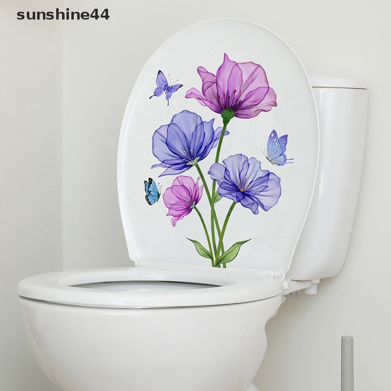 Sunshine 1PC Bunga Burung Toilet Stiker WC Self Adhesive Paings Removable Kamar Mandi Decal Hias Dekorasi Ruangan Stiker Dinding ID