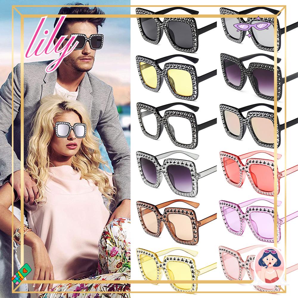 Lily Oversized Sunglasses Kacamata Matahari Retro V400 Kristal