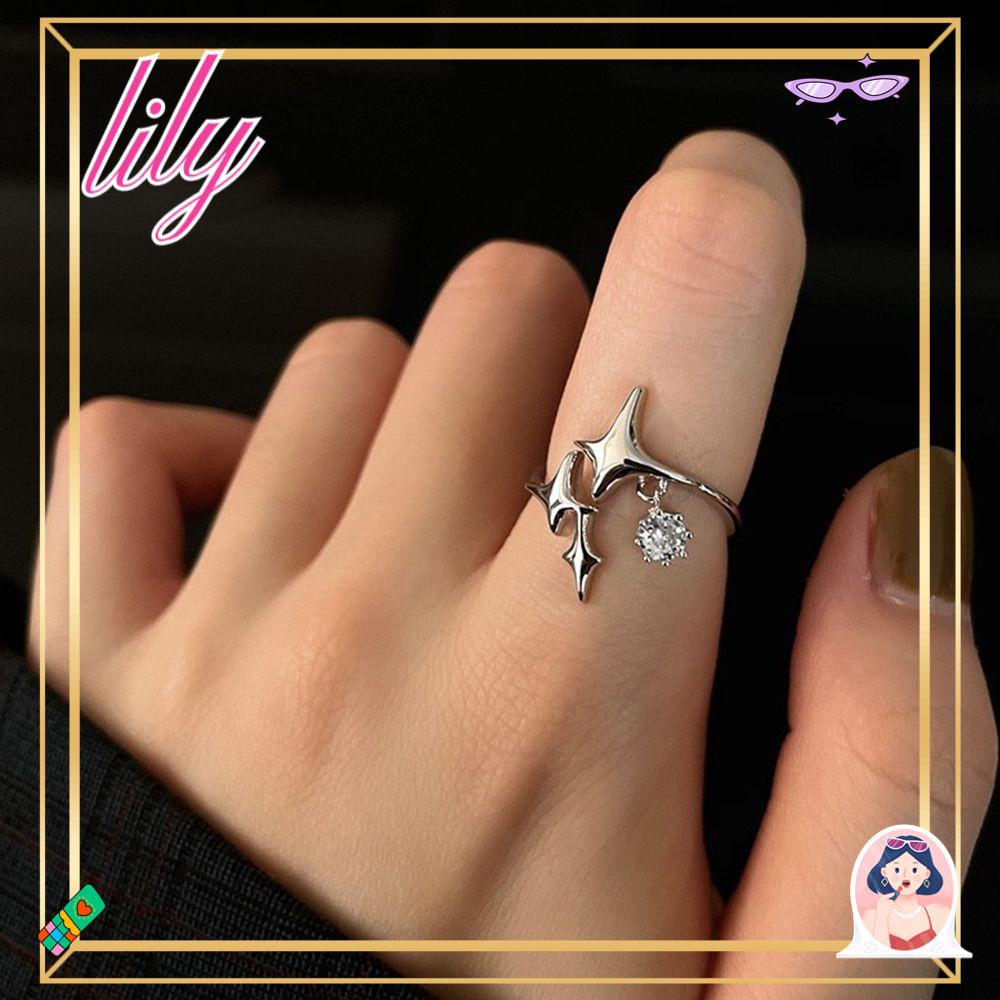 Lily Cincin Punk Warna Silver Alloy Handmade Adjustable