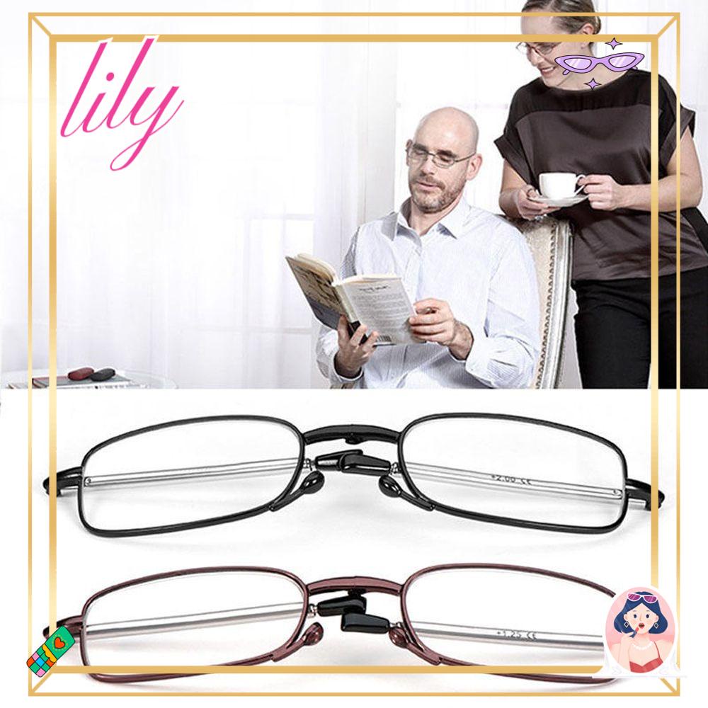 Lily Kacamata Baca Lipat Fashion Portabel Paduan Bingkai Presbyopia Eyeglasses