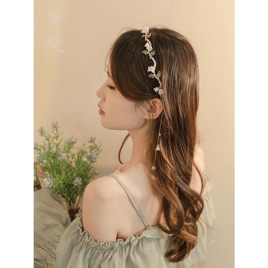 Korea Alloy Mutiara Bunga Bando Manik-Manik Rumbai Gelombang Rambut Band Woman Aksesoris Rambut