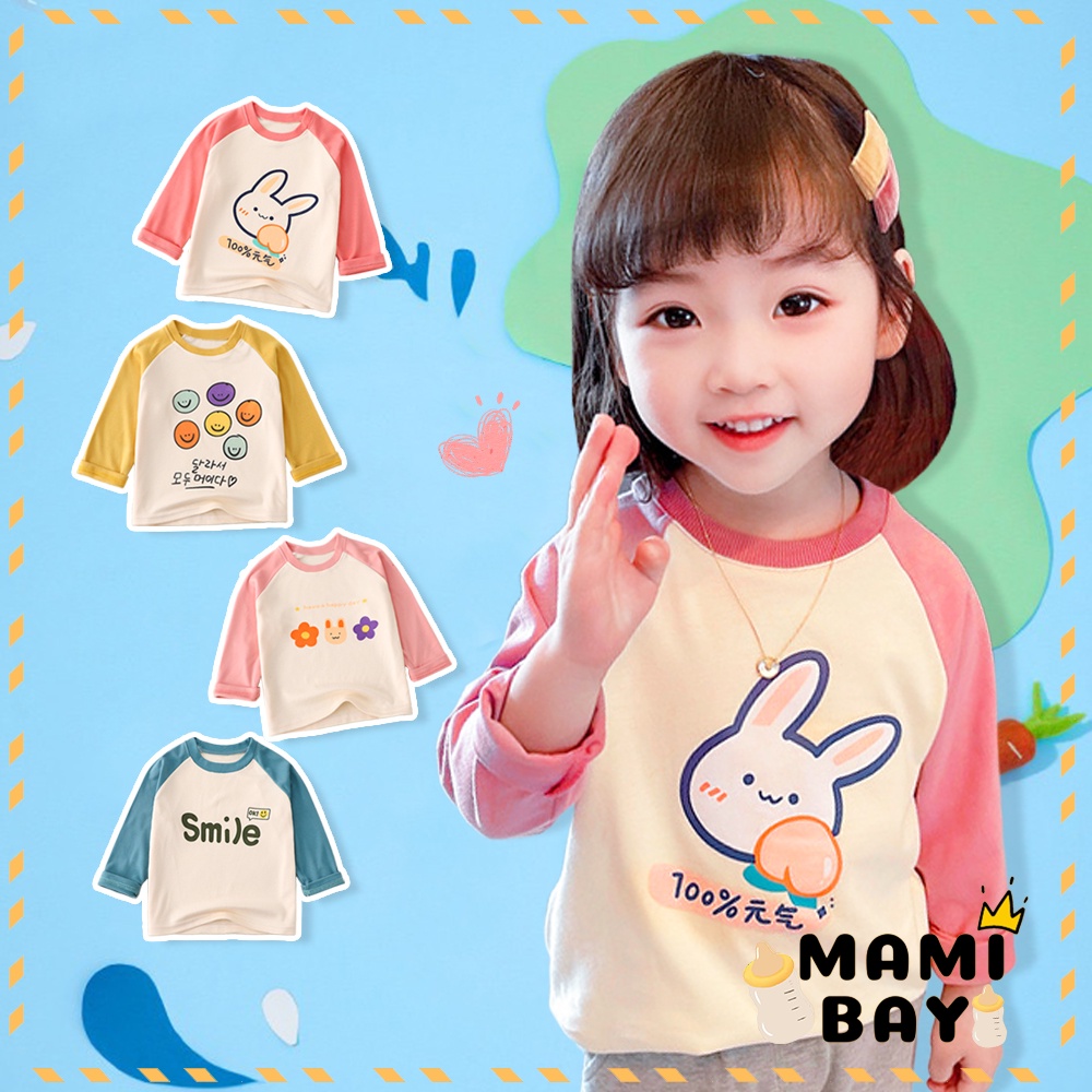 Mamibayi  baju kaos unisex baju anak bayi motif lucu atasan bayi import korea  2-5 tahun