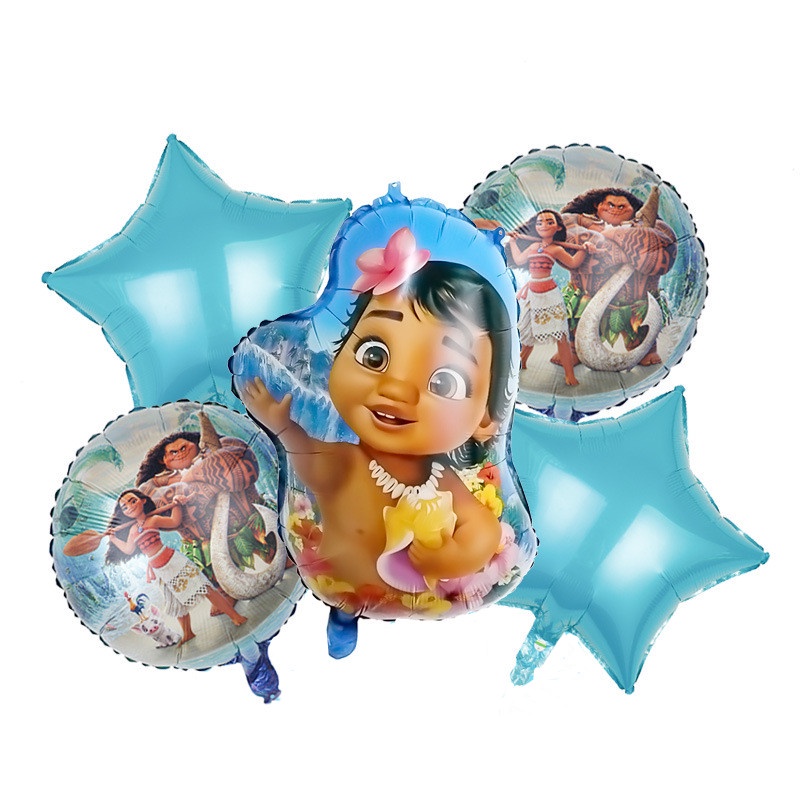 10 Pcs 5 Pcs Disney Movie Moana Action Figure Balon Foil Moana Baby Doll Aluminium Film Balon Festival Ulang Tahun