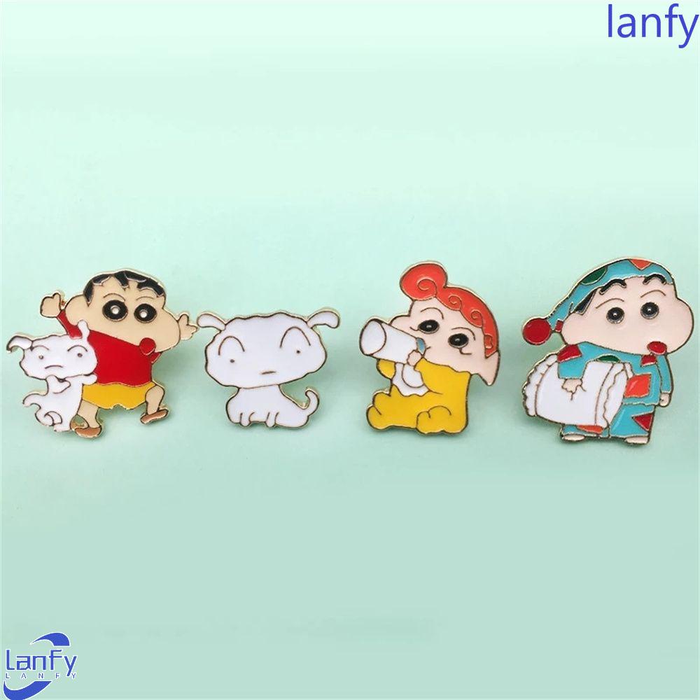 Lanfy Enamel Bros Perhiasan Hadiah Tas Sekolah Dekorasi Ransel Crayon Shin-chan Pin Logam Cosplay Lencana