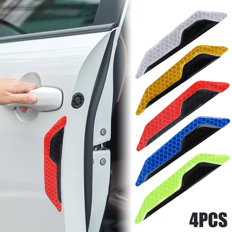 4pcs Strip Anti-Tabrakan Pintu Mobil/Perekat Diri Cars Body Stiker Reflektif Peringatan Dekoratif Anti Gores Stiker Aksesoris Mobil