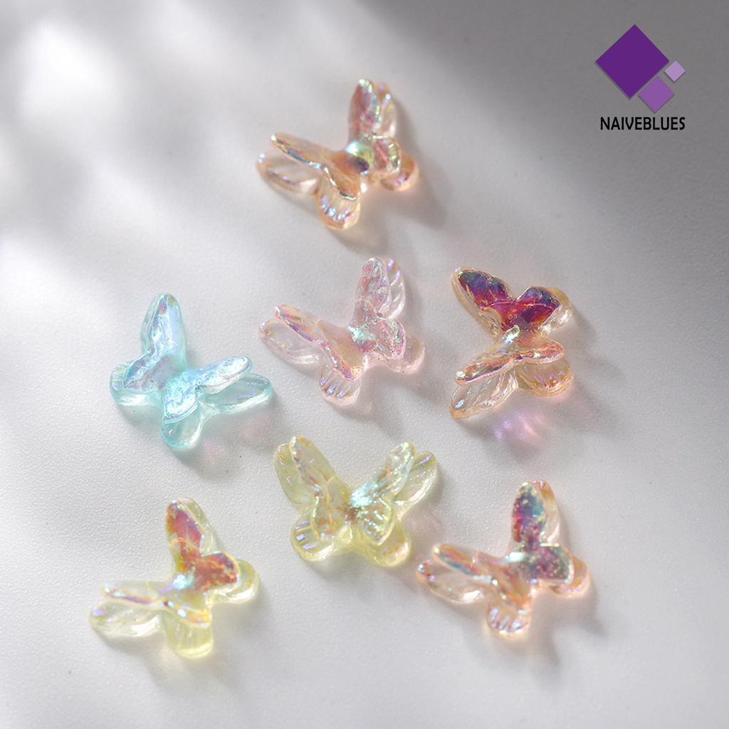 [naiveblues] 1tas Dekorasi Kuku Kupu-Kupu Bentuk Indah Vibrant Realistis Mempesona Visual Tidak Luntur 3D