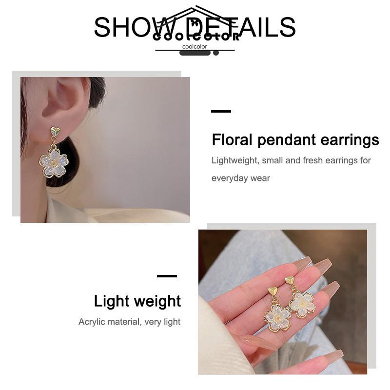 COD❤️Anting Stud Kristal Bunga Bahan Akrilik Fashion Korea Gaya Untuk Wanita- cl