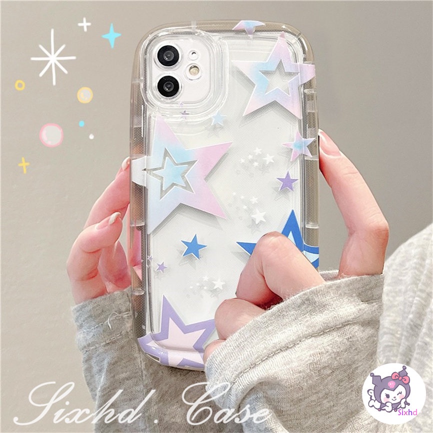 IPHONE Fashion Warna-Warni Bintang Jernih Kompatibel Untuk Iphone14 13 12 11 Pro Max SE 2020 X Xr Xs Max 8 7 6 6s Plus AirBag Phone Case Lembut Shockproof Cover Pelindung