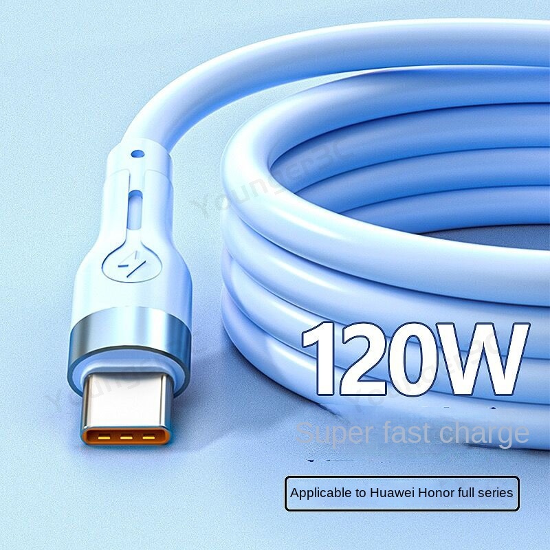 120w Kabel Pengisian Super Cepat 6A Liquid Silicone USB C To C Flash Charging Kabel Data Silicone 30W C To L PD Fast Charging Cord