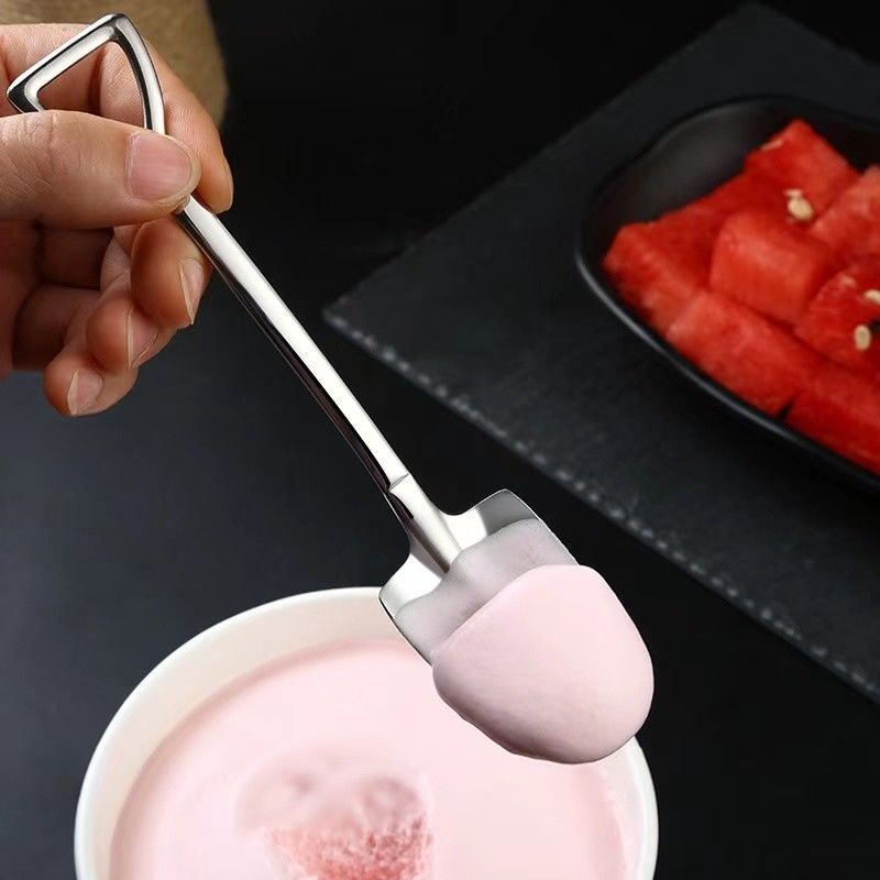 1 Pc Kreatif Sekop Berbentuk Sendok Buah Es Krim Dessert Scoop Special Watermelon Spoon Long Handle Stir Spoon Stainless Steel Sendok Teh Kopi Rumah Bar Peralatan Makan Sendok Garpu