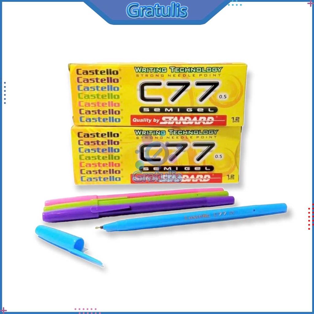 PULPEN C77 CASTELLO STANDARD [12 PCS] / PERLENGKAPAN ALAT TULIS SEKOLAH / BALLPOINT PENA 1 PAK / BAL