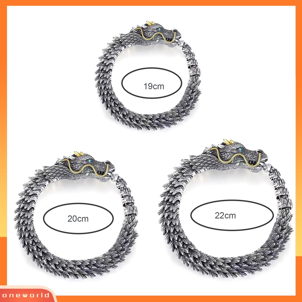 [EONE] Pria Gelang Adjustable Hypoallergenic Hip-hop Distress Koleksi Perhiasan Aksesoris Tembaga Gaya Retro Kepala Naga Laki-Laki Cuff Bangle Untuk Pesta