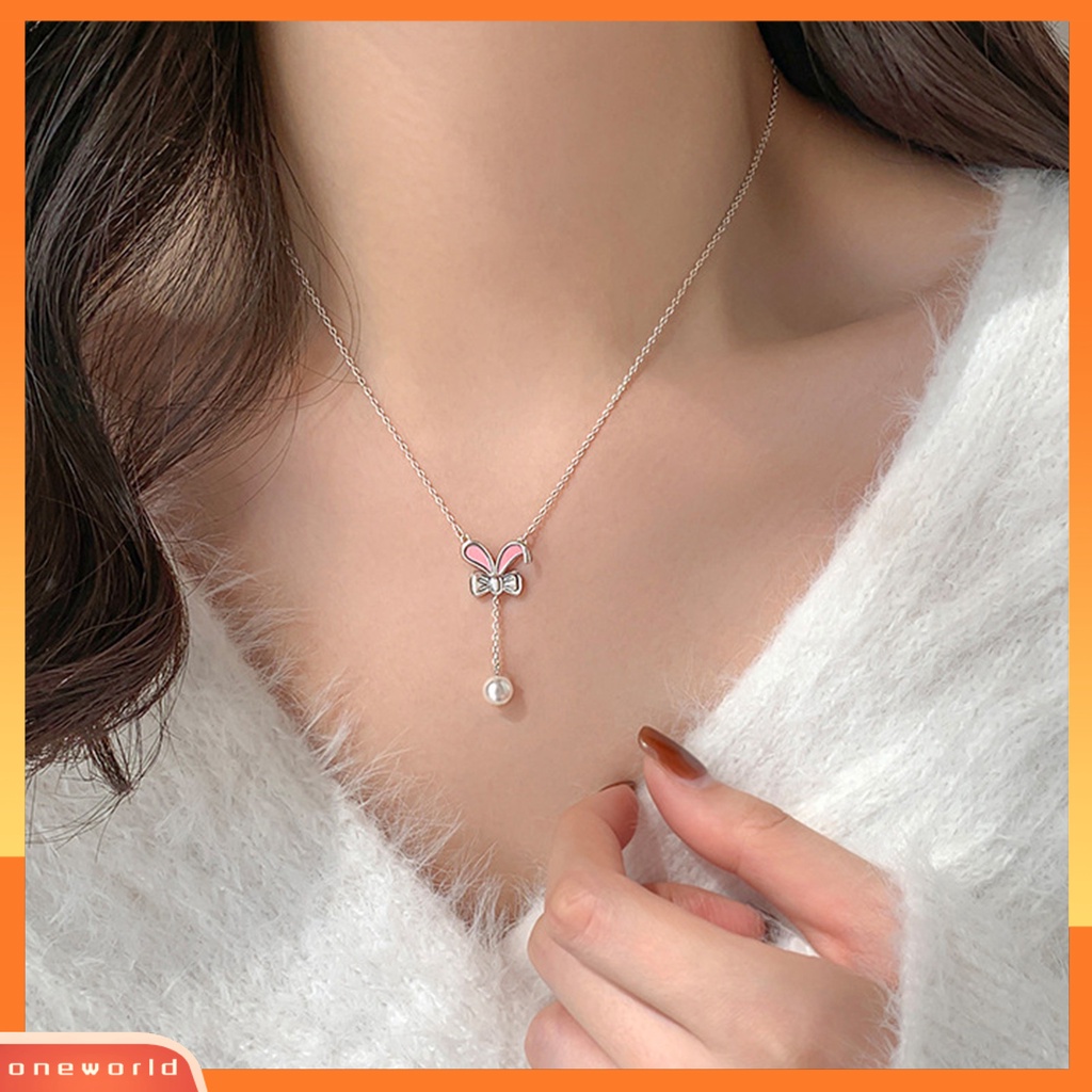 [EONE] Wanita Kalung Indah Menawan Elektroplating Geometris Mutiara Imitasi Dekorasi Colorfast Mewah Kelinci Liontin Kalung Perhiasan Aksesori