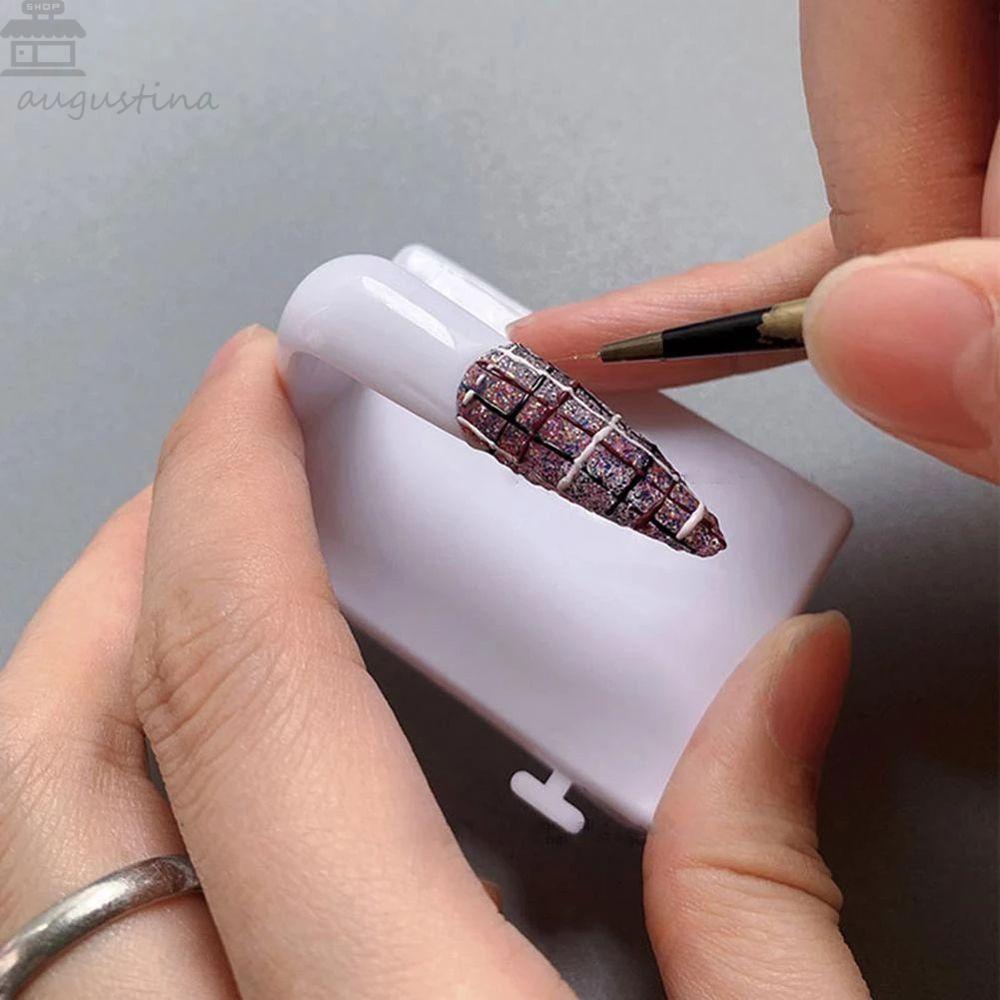 Agustinina Model Kuku Jari Palsu Profesional Plat Display Kuku Plastik Splicable Fake Nail Tip Holder Alat Pajangan Jari Palsu