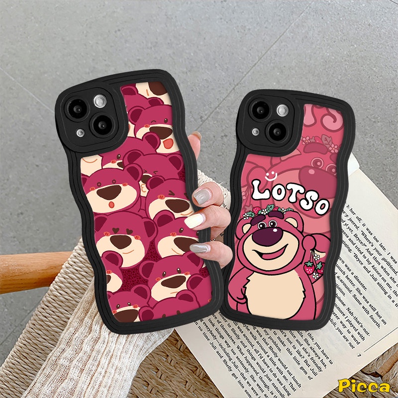 Casing Kartun Strawberry Bear Cute Manyo Untuk Redmi Note 11s 10s 11 9 9s 8 10 Pro Redmi 12C 9A 9 10C 10A 9T A1 9C 10 A1+POCO M3 X3 NFC Pro Mi 11T Pro Soft Tpu Wavy Edge Sarung