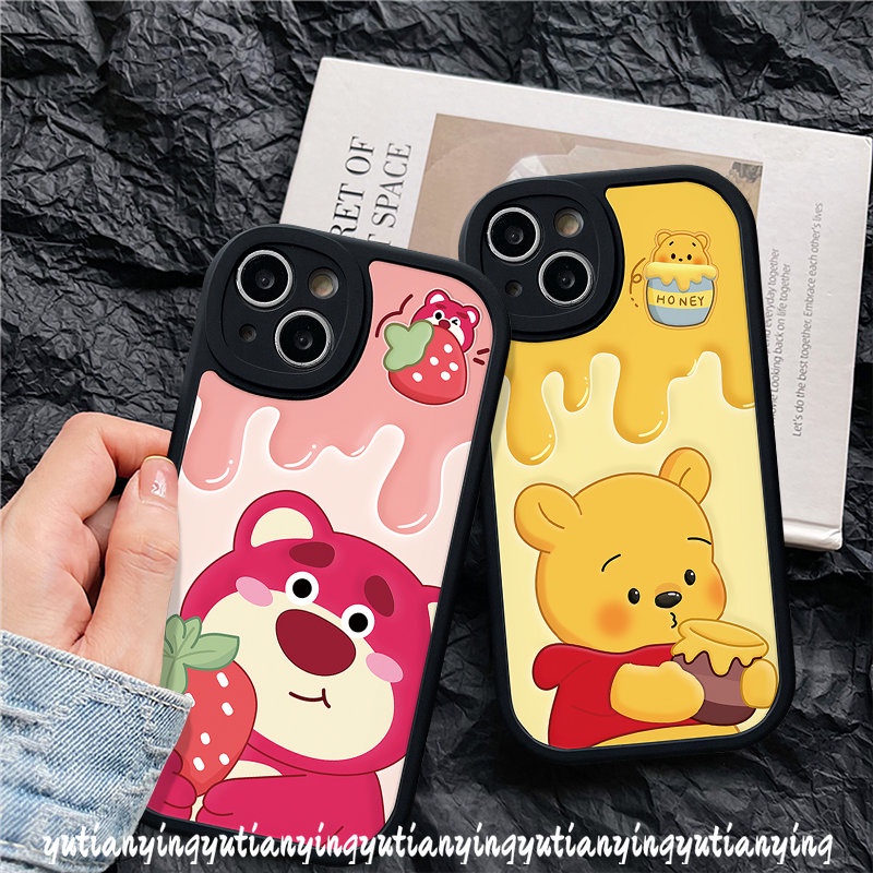 Casing Kartun Strawberry Bear Manyo Untuk Redmi 10C 9A 9C 10 12C 10A 9T A1 9 Note 11 10s 8 11Pro+10 Pro 11s 10 9s K40s POCO F4 M3 X3 NFC Pro Mi 11T 12 11 Lite Sarung Winnie Soft Cover