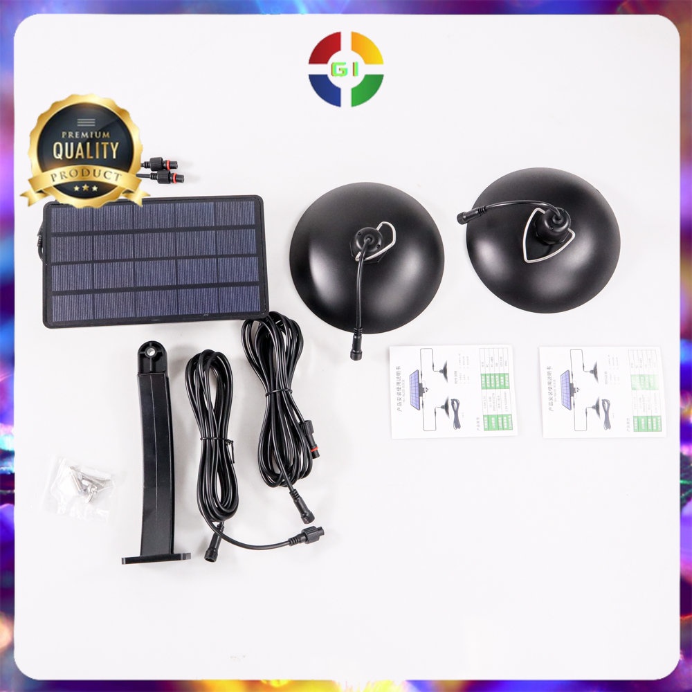 Lampu Gantung Hias Outdoor Solar IP65 Natural White 2 Lamp Black