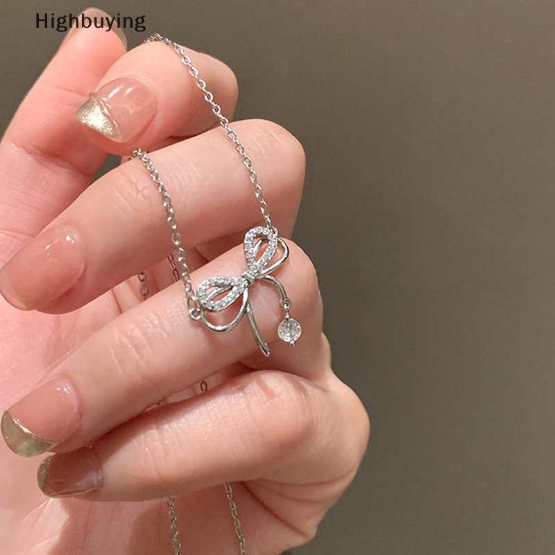 Hbid Zirkon Busur Simpul Liontin Kalung Untuk Wanita Desain Elegan Fashion Korea Kalung Wanita Ch Kalung Pesta Lady Accesorios Glory