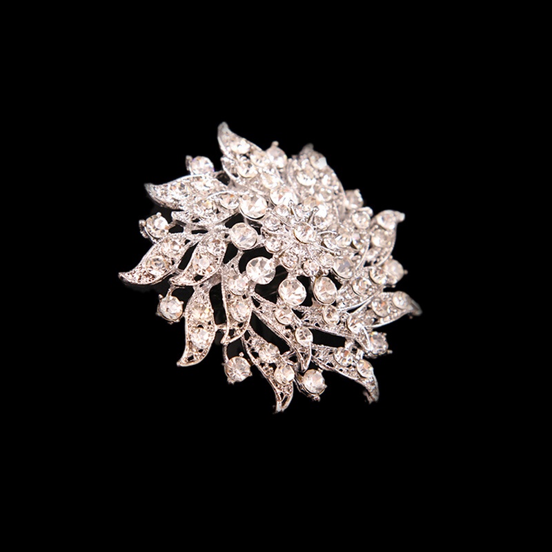 {rippleflower4.id} Pin Bros Pesta Kristal Berlian Imitasi Gaya Vintage Untuk Hadiah Wanita~