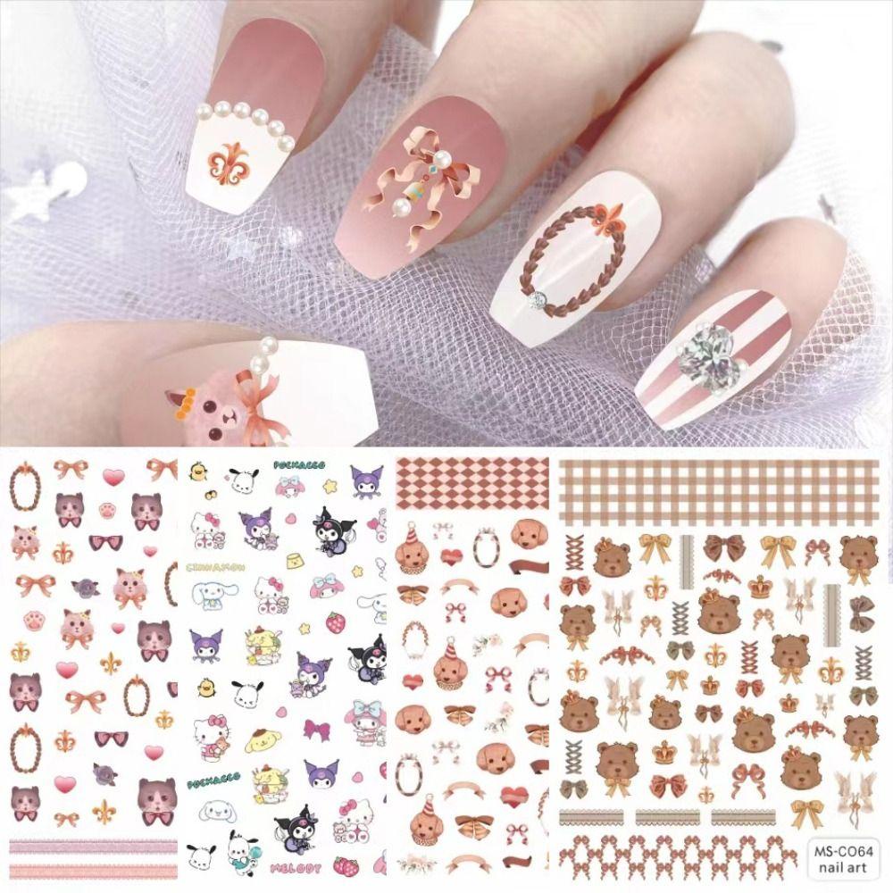 AUGUSTINA Agustina Stiker Kuku Rococo Angel Rococo Bear Kuromi Kitty Cat Melody Nail Art Dekorasi