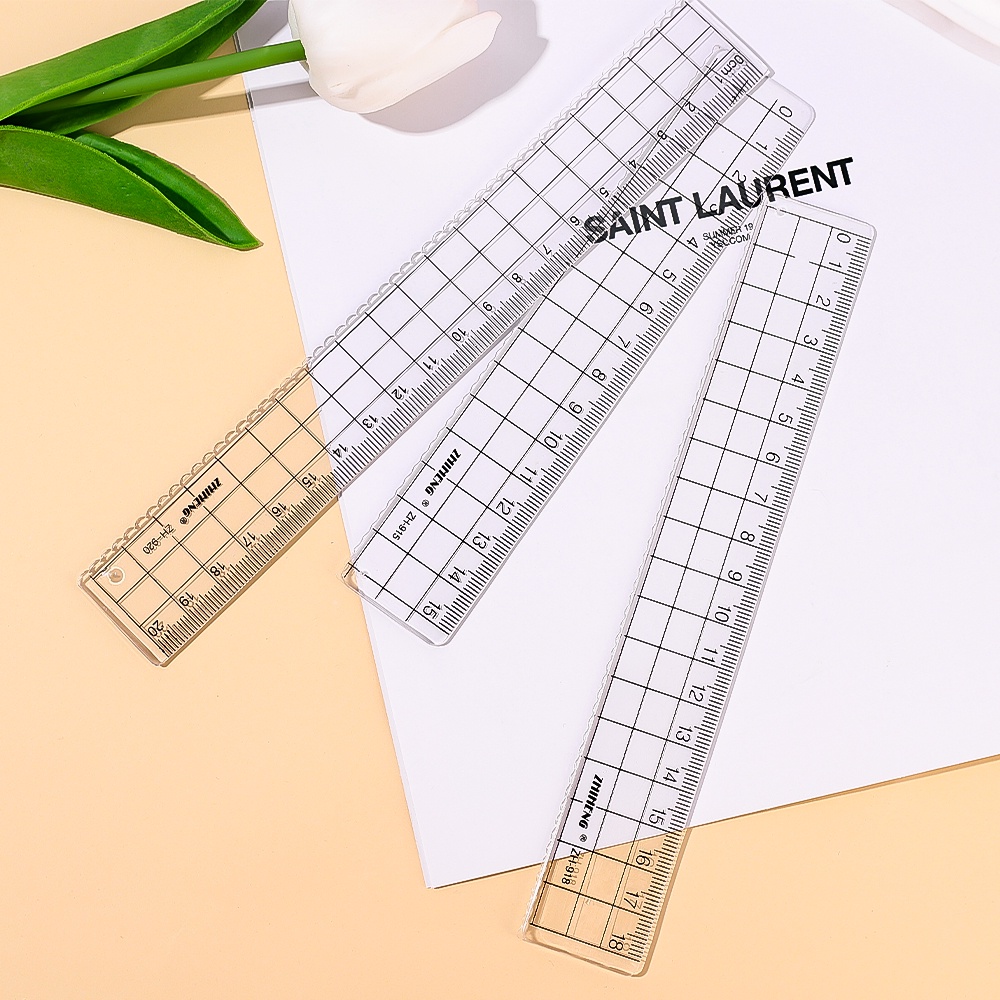 Penggaris Grid Gaya Sederhana Transparan/Acrylic Student Painting Measurement Straight Rulers Stationery