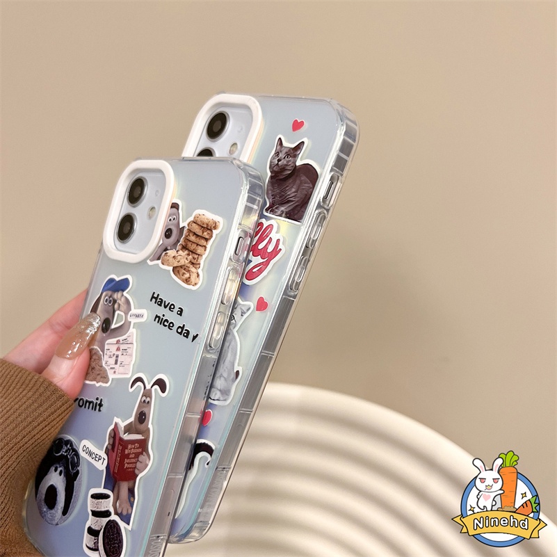 Casing iPhone Bling Laser Mewah Kompatibel Untuk Iphone14 13 12 11 Pro Max X Xr Xs Max 8 7 6 Plus SE 2020 Kartun Kucing Ponsel Case Lensa Bingkai Ultra Slim Shockproof Lembut TPU Penutup Belakang