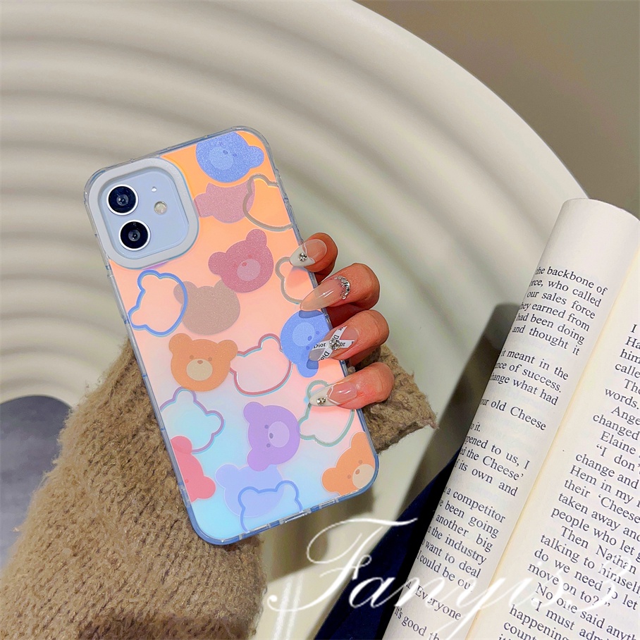 Compatible For IPhone 14 13 12 11 Pro Max X XR Xs Max 8 7 Plus SE 2020 Kompatibel Untuk Lucu Banyak Babi Kelinci IMD Laser Gradien Ponsel Case TPU Lembut Shockproof Cover Pelindung