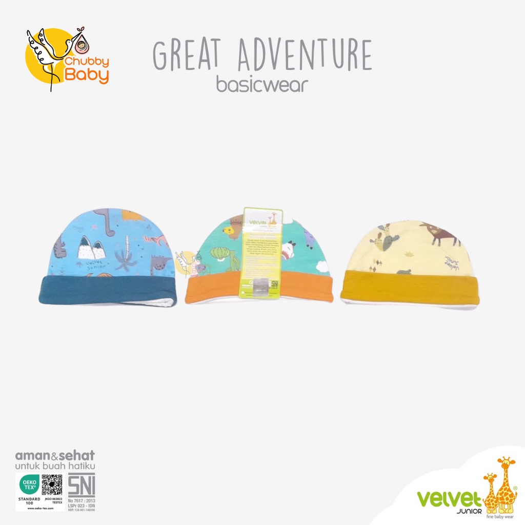 Velvet Junior - Topi Bayi Bulat 3pcs | Great Adventure