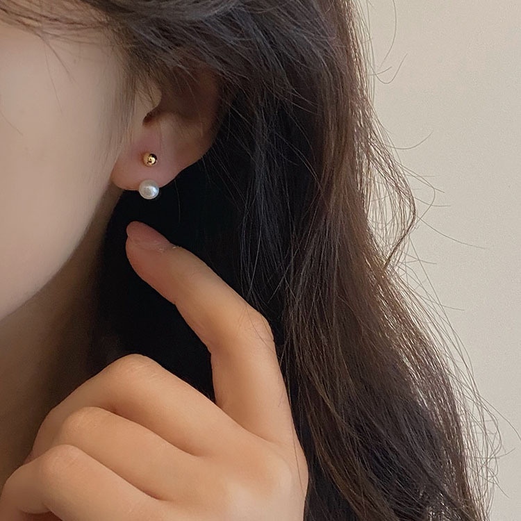 Ay (CN) Anting Mutiara Simple Anting Tusuk Emas Untuk Aksesoris Perhiasan Wanita