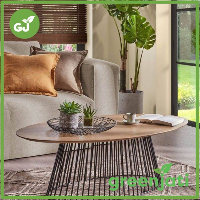 meja tamu moderen oval furniture jepara