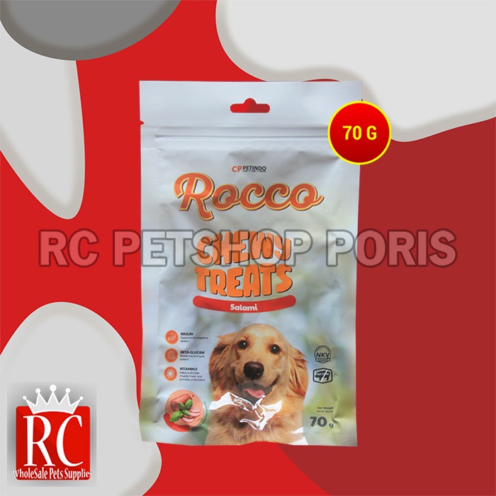 Snack Makanan Anjing Rocco Chew Dog treats Non Meat Jerky Jerhigh 70Gr