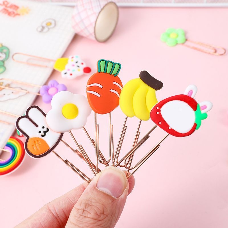 Kreatif Buah Hewan Klip Kertas Logam Mini/Holder Halaman Bookmark Korea/Kawaii Perlengkapan Kantor Sekolah Aksesoris Buku