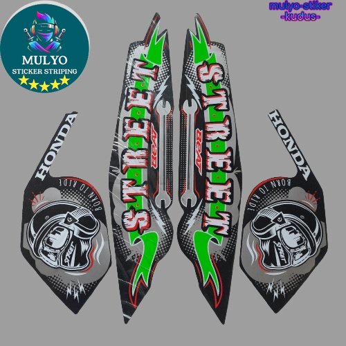 STRIPING STICKER LES LIS POLET honda beat street 2023 full hitam hijau list body motor standar Mulyo