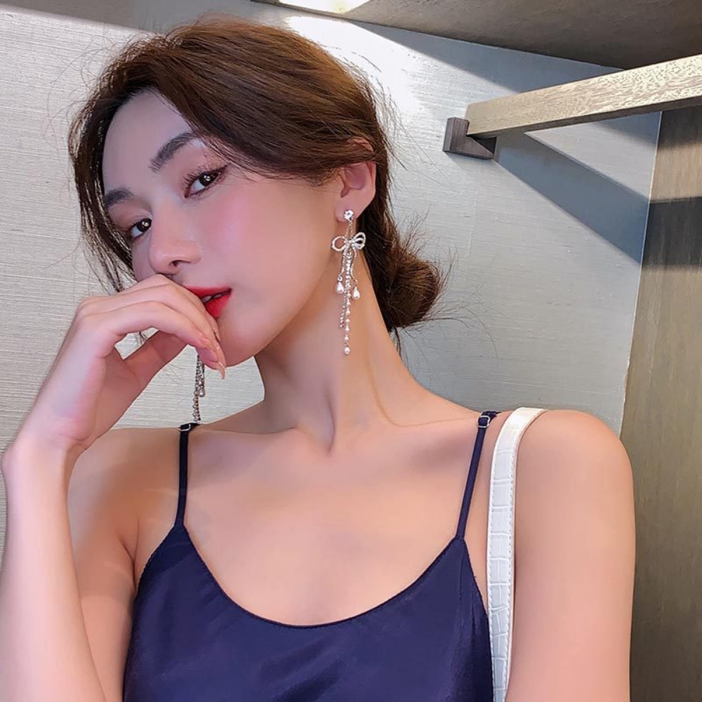 Deartiara Anting Rumbai Busur Mutiara Premium2023Model Fashion Baru Anting Dan Anting Mewah Ringan