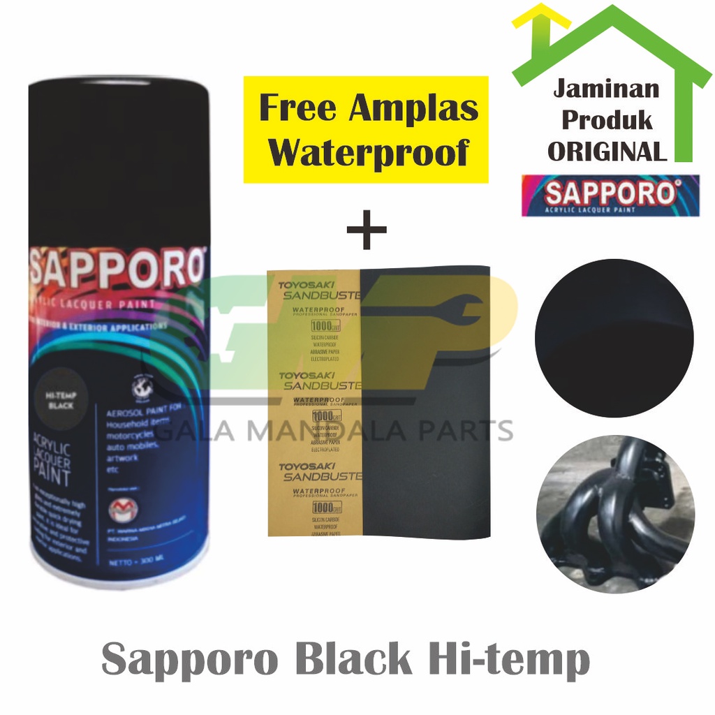 

SAPPORO Black HI-Temp Tahan Panas Cat Semprot Aerosol Paint Spray Pilox