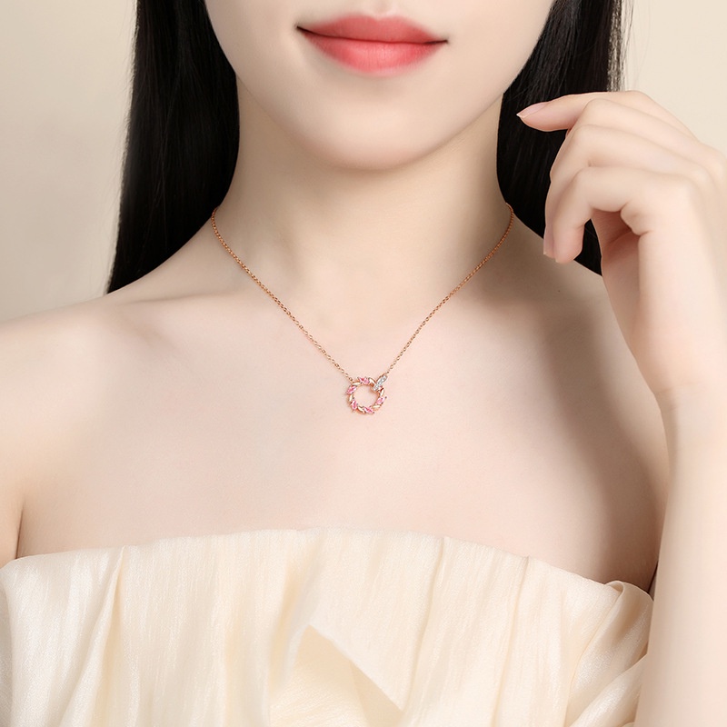 Telinga Gandum Cincin Ganda Kalung Perempuan Rose Gold Mikro-Hias Zirkon Klavikula Rantai ins Gaya Garland Klavikula Rantai Sterling Silver925