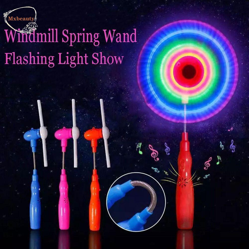 Mxbeauty Flash Stick Illuminated Color Mainan Untuk Anak-Anak Berputar Mainan Kincir Angin Musik Kedip Whirligig