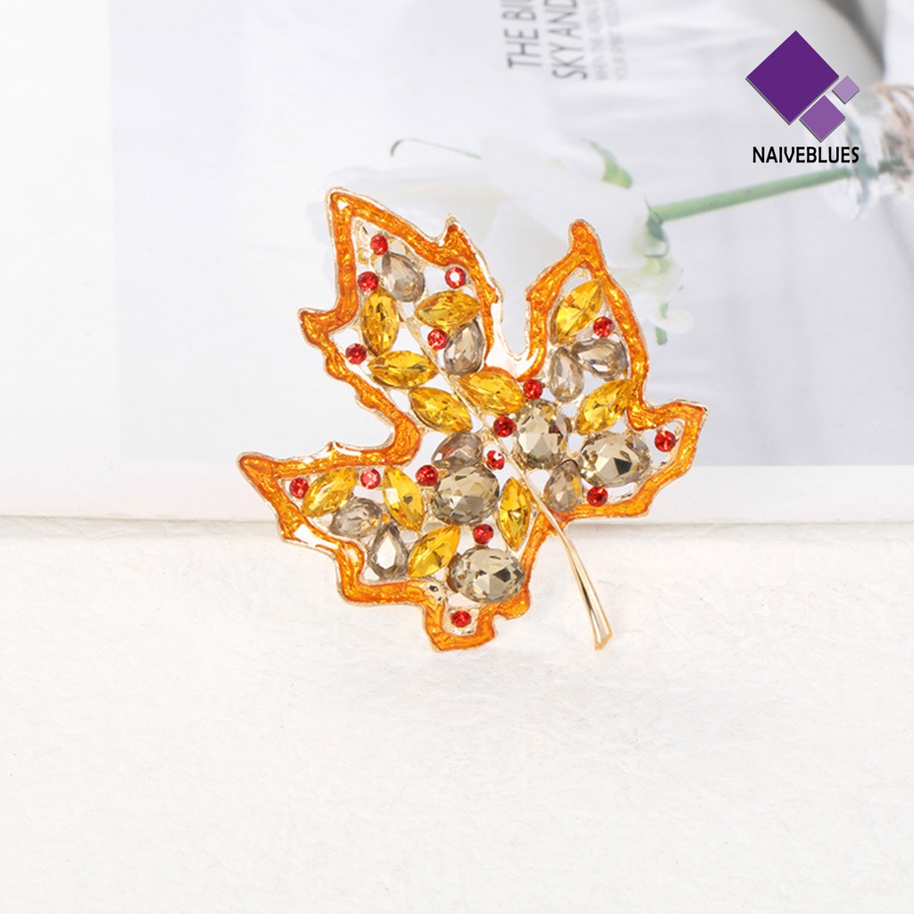 &lt; Naiveblues &gt; Wanita Bros Maple Leaf Rhinestones Lucu Menetes Dicat Bros Wanita