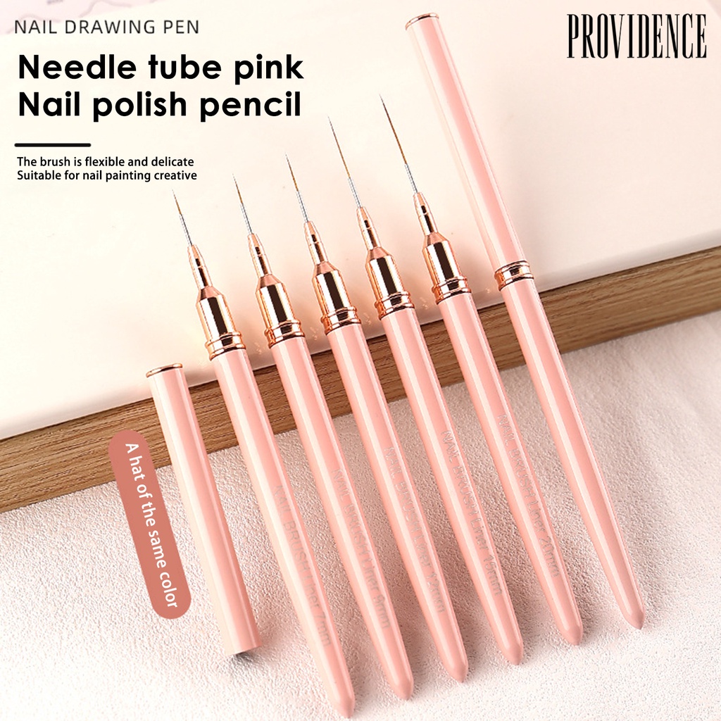 Providence Nail Art Outline Brush Pink Pen Holder Bulu Fleksibel Gambar Halus Batang Akrilik Gambar Kuku Brush Liner Brush Nail Salon Supply