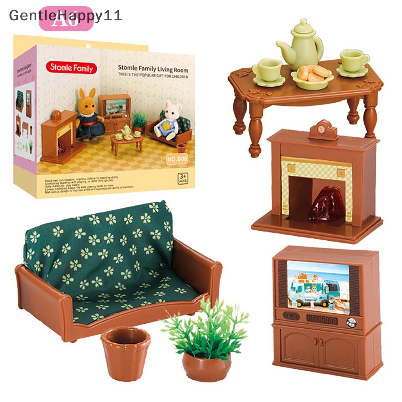 Gentlehappy 1: 12rumah Boneka Miniatura Furniture Hutan Hewan Keluarga Villa Furniture Set DIY id