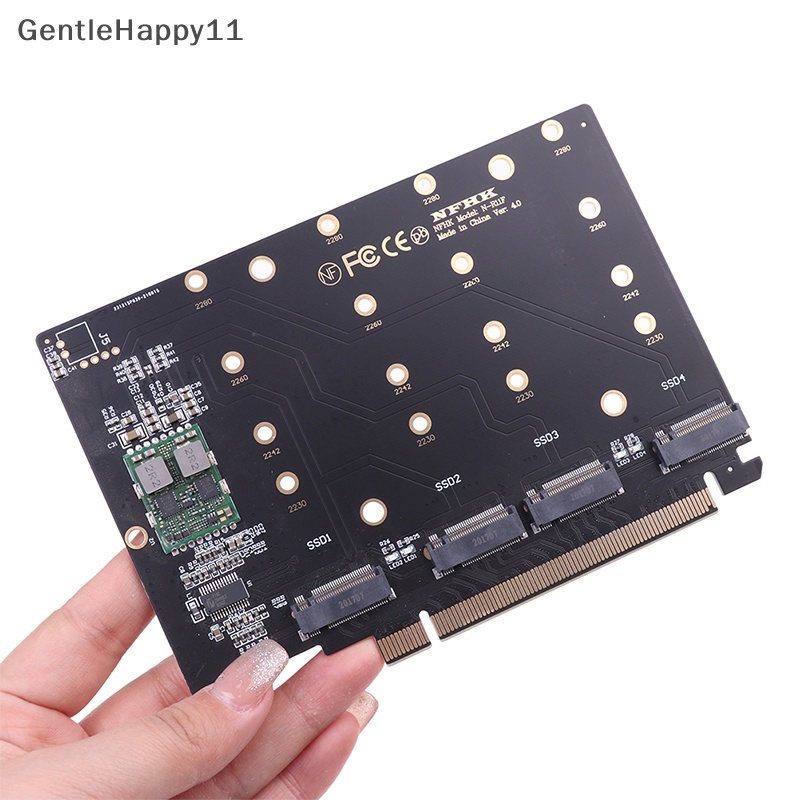 Gentlehappy 4port M.2 NVMe SSD to PCIE X16M Kunci Hardisk Converter Reader Kartu Ekspansi id