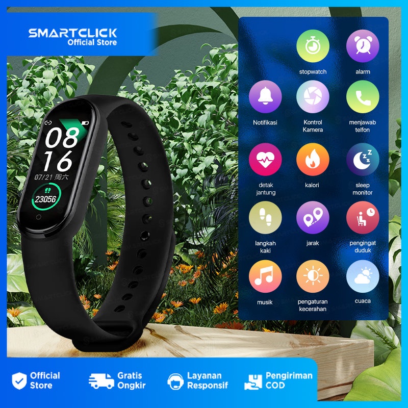 Smart Watch Jam Tangan Anti Air M5 Heart Rate Monitor Blood Pressure Music Control Custom Watchfaces