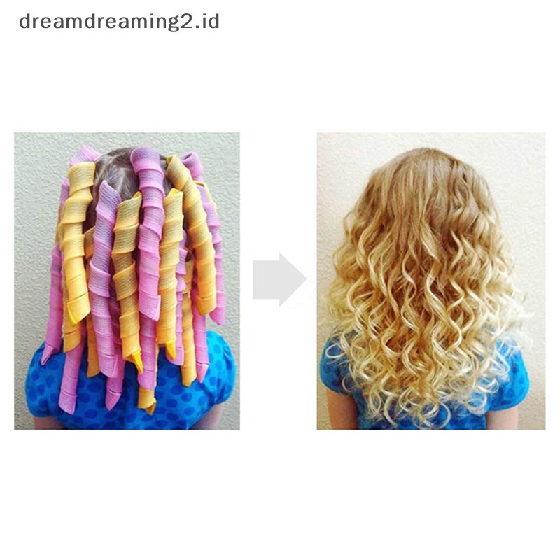 (drea) 10pcs (30-65cm) Rol Rambut Bentuk Siput Bukan Waveform Spiral Round Curl Hair tool//