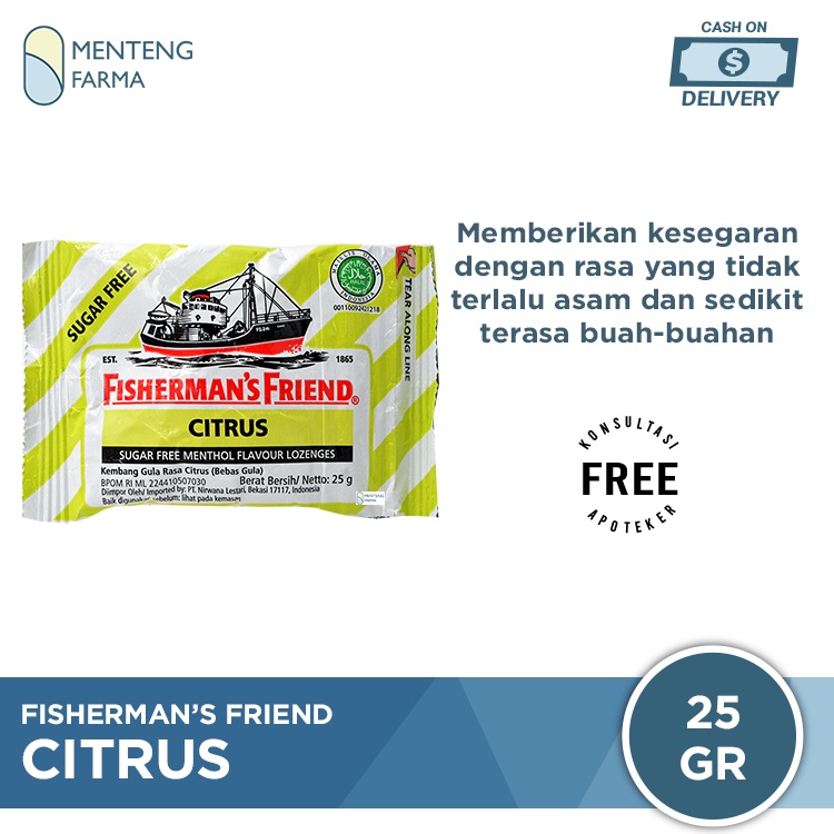 Fisherman's Friend Citrus Sugar Free - Permen Pereda Tenggorokan