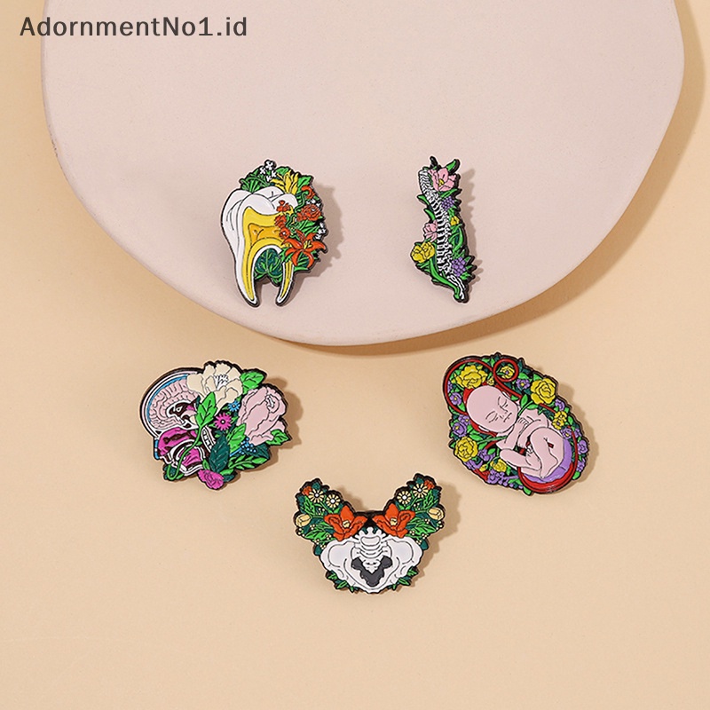 [AdornmentNo1] Bunga Organs Enamel Pin Desain Kreatif Otak Jantung Cat Lencana Bentuk Bunga Paduan Bros Tas Lencana [ID]