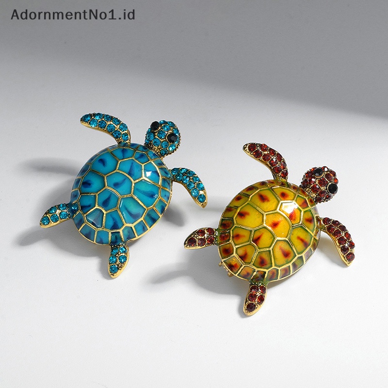 [AdornmentNo1] Hot Fashion Turtle Animal Bros Kepribadian Kreatif Perhiasan Vintage Berlian Tertanam Bermutu Tinggi Bros Aksesoris Gadis Hadiah [ID]