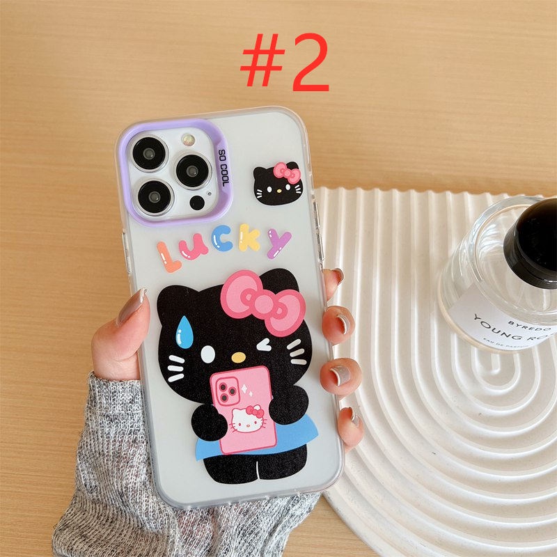 Lucky Play Phone Hello Kitty Skin Feel Soft Case HP iP iPhone 12 13 14 Pro Max 11 Girl Woman FTD Casing Apple