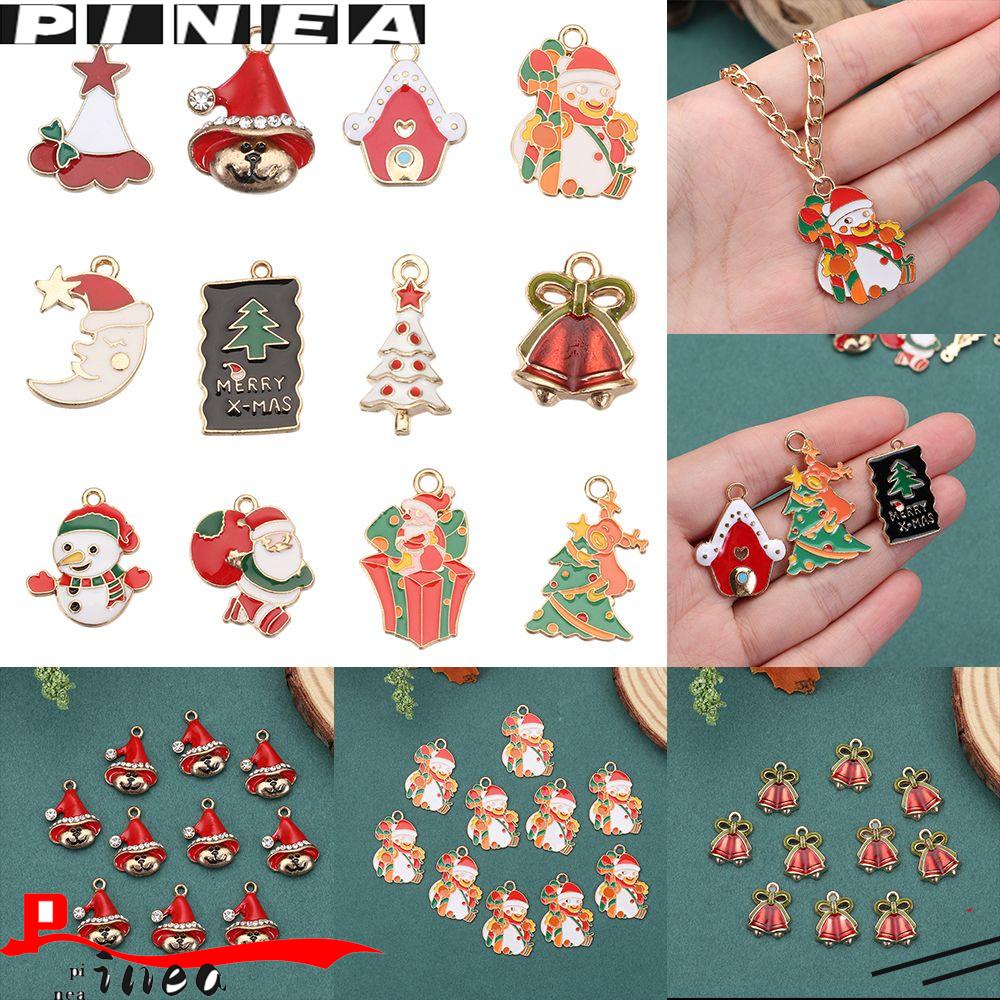 Nanas 10pcs Enamel Charms DIY Elk Kalung Gelang Santa Claus Liontin